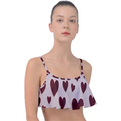 Valentine Day Heart Love Pattern Frill Bikini Top by artworkshop