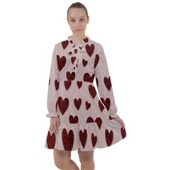 Valentine Day Heart Love Pattern All Frills Chiffon Dress by artworkshop