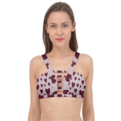 Valentine Day Heart Love Pattern Cage Up Bikini Top