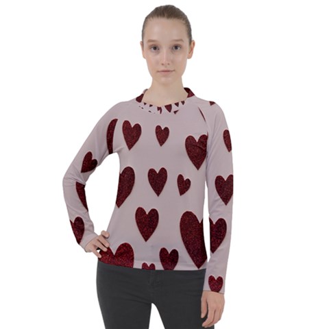 Valentine Day Heart Love Pattern Women s Pique Long Sleeve Tee by artworkshop