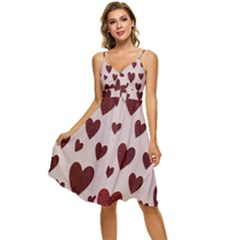 Valentine Day Heart Love Pattern Sleeveless Tie Front Chiffon Dress by artworkshop