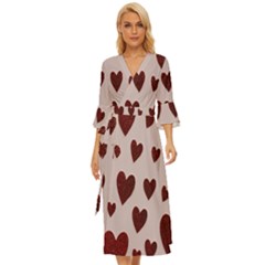 Valentine Day Heart Love Pattern Midsummer Wrap Dress by artworkshop