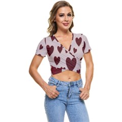 Valentine Day Heart Love Pattern Short Sleeve Foldover Tee by artworkshop