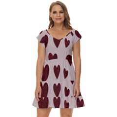 Valentine Day Heart Love Pattern Short Sleeve Tiered Mini Dress by artworkshop