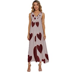 Valentine Day Heart Love Pattern V-neck Sleeveless Loose Fit Overalls