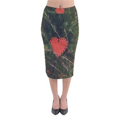 Valentine Day Heart Love Velvet Midi Pencil Skirt by artworkshop