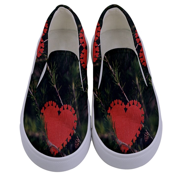 Valentine Day Heart Love Kids  Canvas Slip Ons