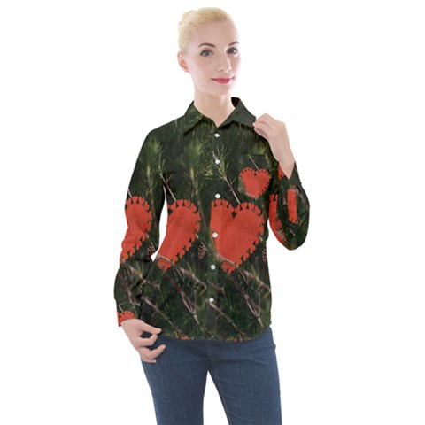 Valentine Day Heart Love Women s Long Sleeve Pocket Shirt by artworkshop