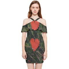 Valentine Day Heart Love Shoulder Frill Bodycon Summer Dress by artworkshop