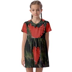 Valentine Day Heart Love Kids  Asymmetric Collar Dress by artworkshop