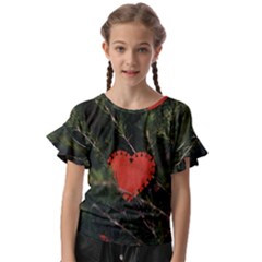 Valentine Day Heart Love Kids  Cut Out Flutter Sleeves