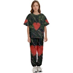 Valentine Day Heart Love Kids  Tee And Pants Sports Set