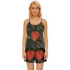 Valentine Day Heart Love Satin Pajama Short Set by artworkshop