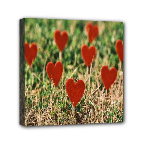 Valentine Day Heart Pattern Love Mini Canvas 6  X 6  (stretched) by artworkshop