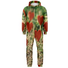 Valentine Day Heart Pattern Love Hooded Jumpsuit (men) by artworkshop