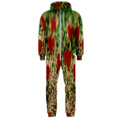 Valentine Day Heart Pattern Love Hooded Jumpsuit (men) by artworkshop