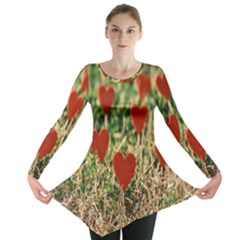 Valentine Day Heart Pattern Love Long Sleeve Tunic  by artworkshop