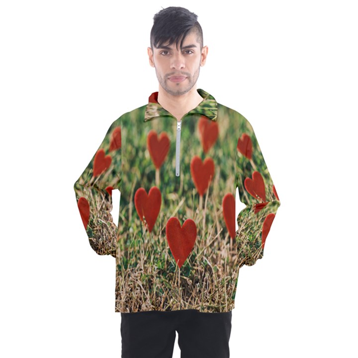 Valentine Day Heart Pattern Love Men s Half Zip Pullover