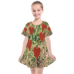 Valentine Day Heart Pattern Love Kids  Smock Dress by artworkshop