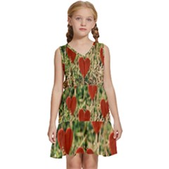 Valentine Day Heart Pattern Love Kids  Sleeveless Tiered Mini Dress by artworkshop