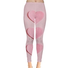 Valentine Day Heart Pattern Pink Leggings  by artworkshop