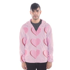 Valentine Day Heart Pattern Pink Men s Hooded Windbreaker by artworkshop