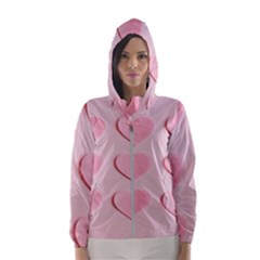 Valentine Day Heart Pattern Pink Women s Hooded Windbreaker by artworkshop