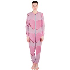 Valentine Day Heart Pattern Pink Onepiece Jumpsuit (ladies) by artworkshop