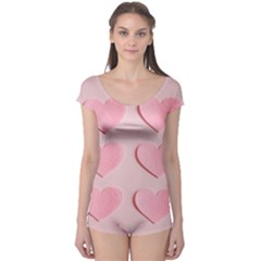 Valentine Day Heart Pattern Pink Boyleg Leotard  by artworkshop