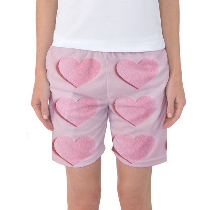 Valentine Day Heart Pattern Pink Women s Basketball Shorts