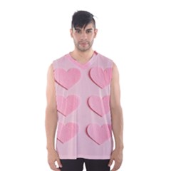 Valentine Day Heart Pattern Pink Men s Basketball Tank Top by artworkshop