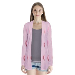 Valentine Day Heart Pattern Pink Drape Collar Cardigan by artworkshop