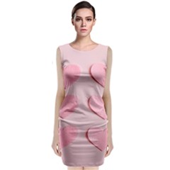 Valentine Day Heart Pattern Pink Sleeveless Velvet Midi Dress