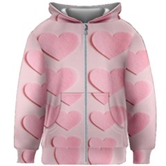 Valentine Day Heart Pattern Pink Kids  Zipper Hoodie Without Drawstring by artworkshop