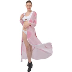 Valentine Day Heart Pattern Pink Maxi Chiffon Beach Wrap by artworkshop