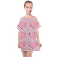 Valentine Day Heart Pattern Pink Kids  One Piece Chiffon Dress by artworkshop