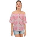 Valentine Day Heart Pattern Pink Off Shoulder Short Sleeve Top View1