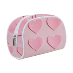 Valentine Day Heart Pattern Pink Make Up Case (small) by artworkshop