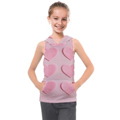 Valentine Day Heart Pattern Pink Kids  Sleeveless Hoodie by artworkshop