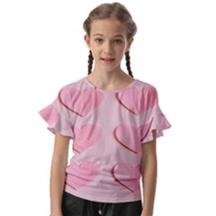 Valentine Day Heart Pattern Pink Kids  Cut Out Flutter Sleeves by artworkshop