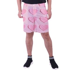 Valentine Day Heart Pattern Pink Men s Pocket Shorts by artworkshop