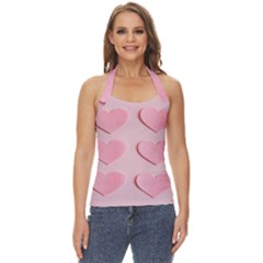 Valentine Day Heart Pattern Pink Basic Halter Top by artworkshop