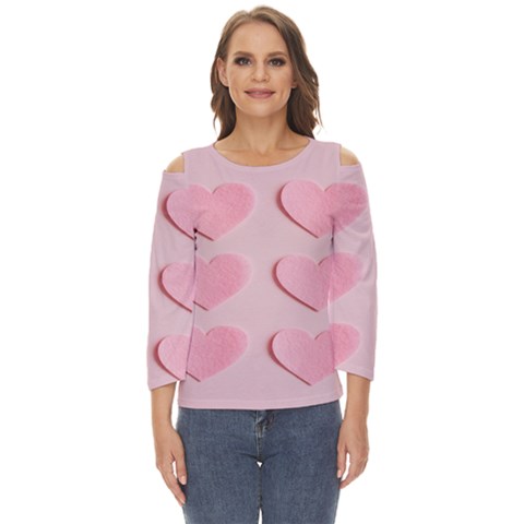 Valentine Day Heart Pattern Pink Cut Out Wide Sleeve Top by artworkshop