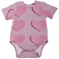 Valentine Day Heart Pattern Pink Baby Short Sleeve Bodysuit by artworkshop