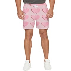 Valentine Day Heart Pattern Pink Men s Runner Shorts by artworkshop