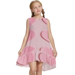 Valentine Day Heart Pattern Pink Kids  Frill Swing Dress by artworkshop