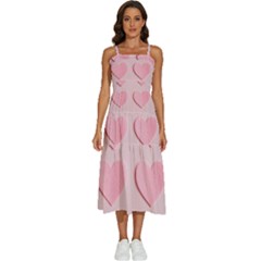 Valentine Day Heart Pattern Pink Sleeveless Shoulder Straps Boho Dress by artworkshop