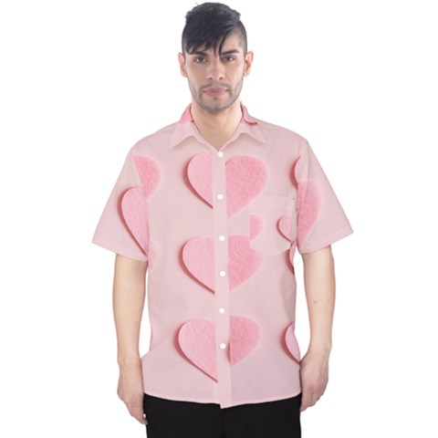 Valentine Day Heart Pattern Pink Men s Hawaii Shirt by artworkshop