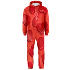 Valentine Day Heart Pattern  Hooded Jumpsuit (men) by artworkshop