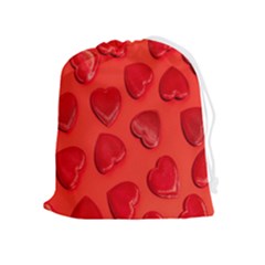 Valentine Day Heart Pattern  Drawstring Pouch (xl) by artworkshop